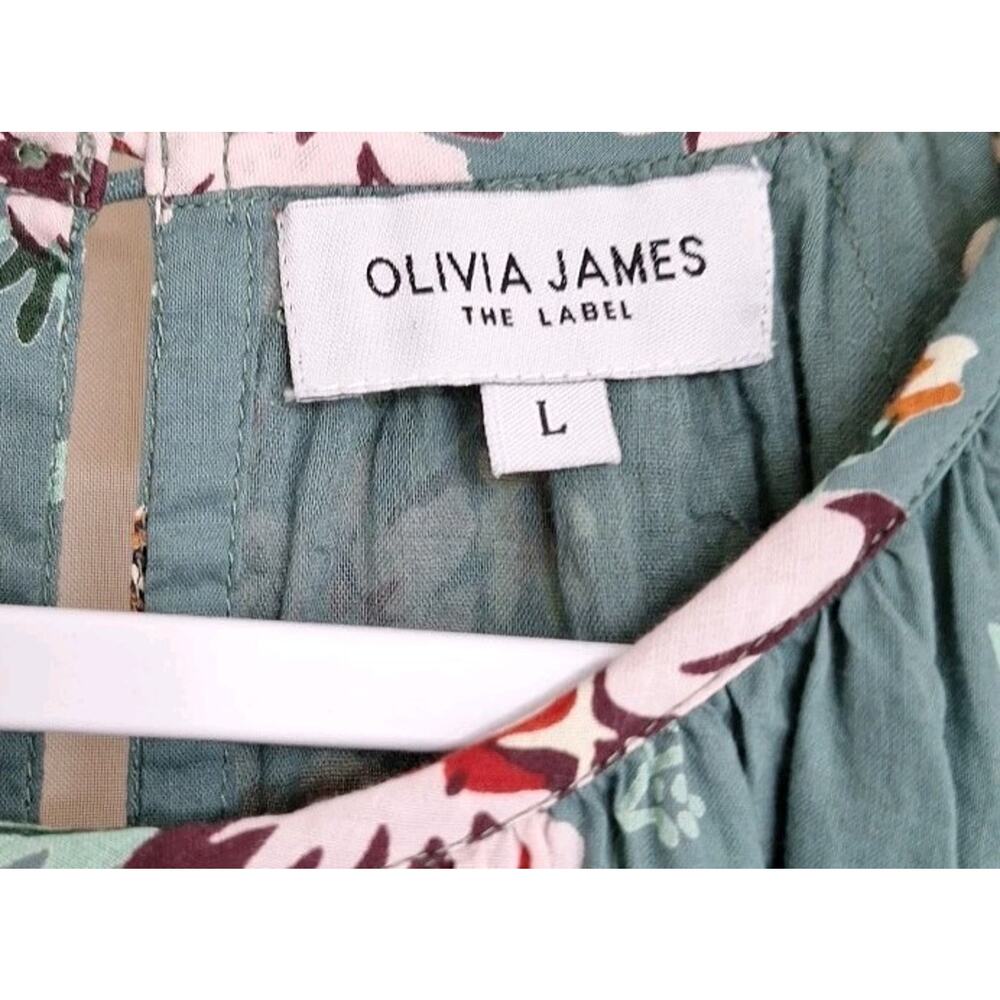 Olivia James The Label Women's Lydia Dress Size Large Teal Floral w/Pockets - Picture 4 of 8
